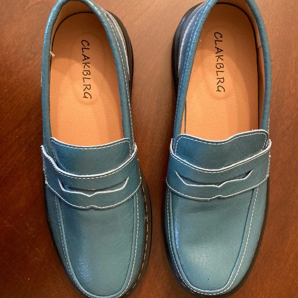 Women’s Teal Chunky Penny Loafers - Picture 2 of 5